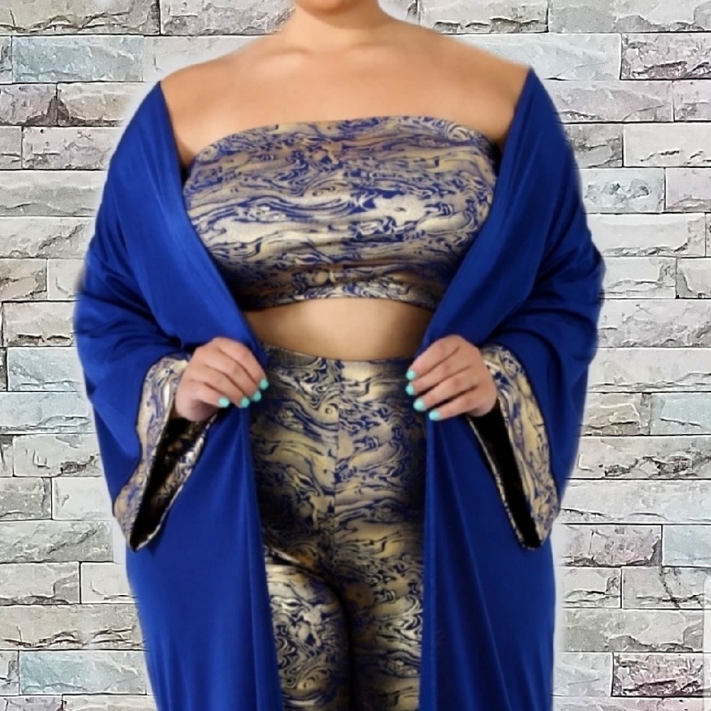 Plus Size Royal Blue/ Gold 3 Piece Set - Picture 4 of 8